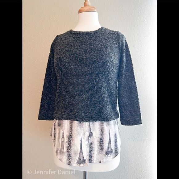 Style & Co 3/4 sweater with attached faux blouse - Picture 1 of 4